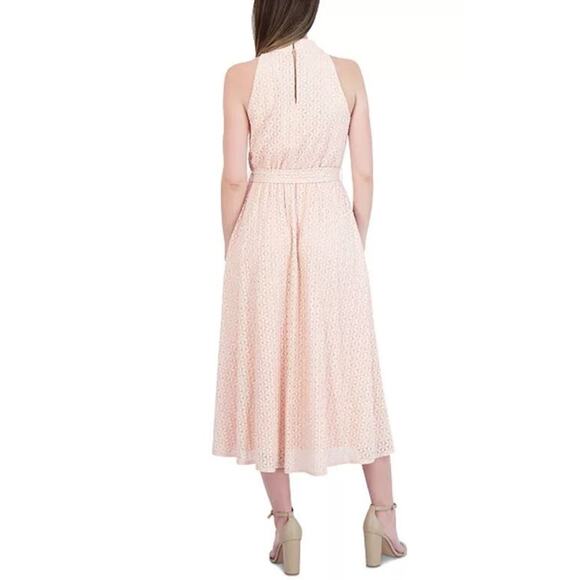 Robbie Bee Womens Floral Lace Sleeveless Tie Waist Dress in Blush Pink Large $79 - Picture 4 of 7